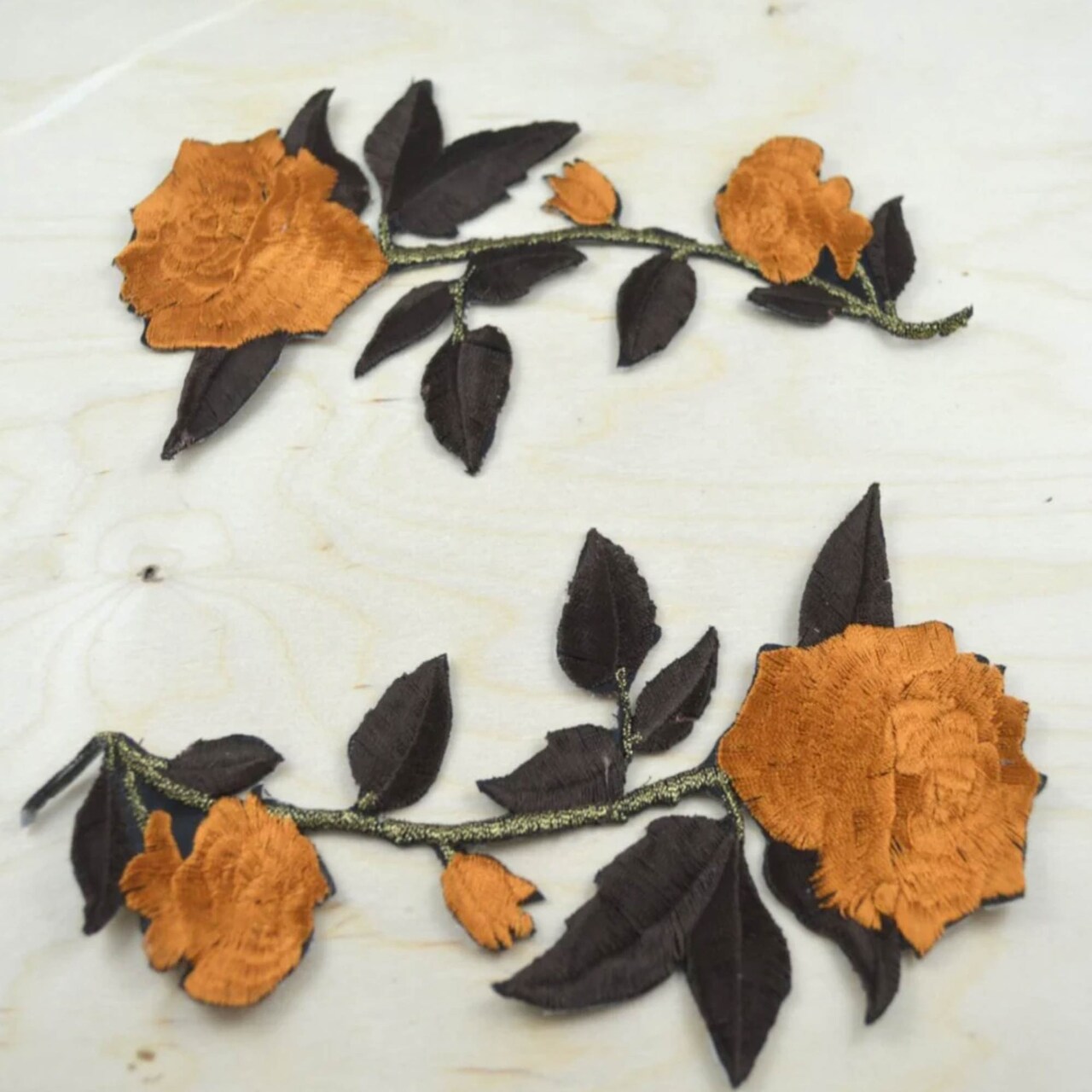 2 Pieces Brown Camel Embroidery Rose Patch Applique Iron On for DIY Projects